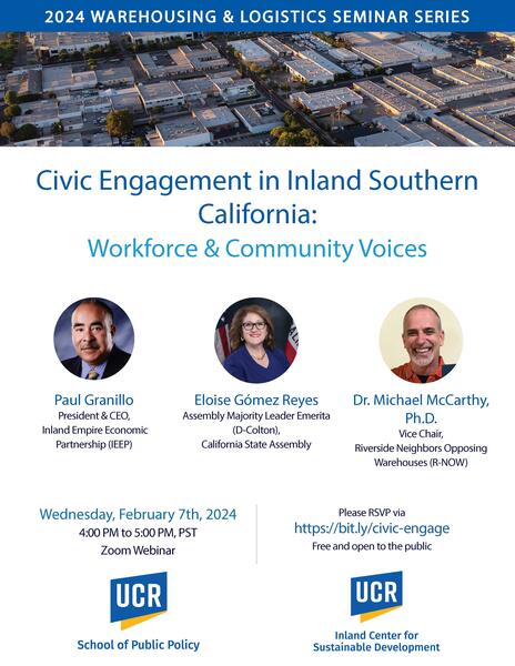 Civic Engagement in Inland Southern California: Workforce & Community Voices with Pauul Granillo, Eloise Gomez Reyes, and Dr. Mike McCarthy