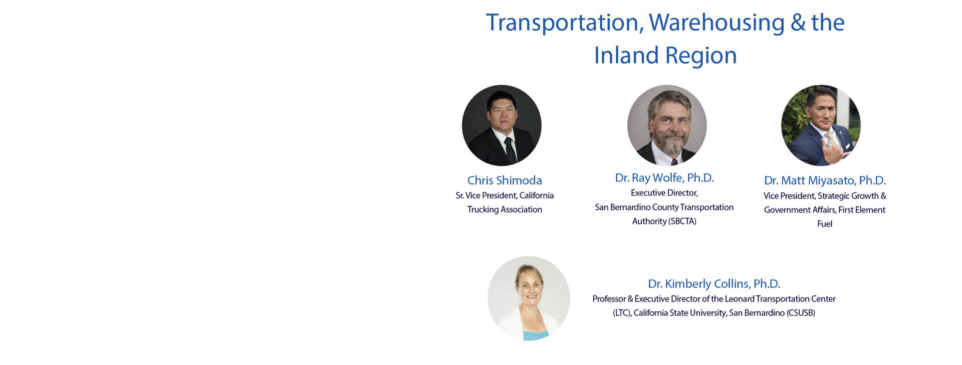 Warehousing Transportation Event: January 11th Featuring Dr. Ray Wolfe, Dr. Kimberly Collins, Dr. Matt Miyasato and Chris Shimoda